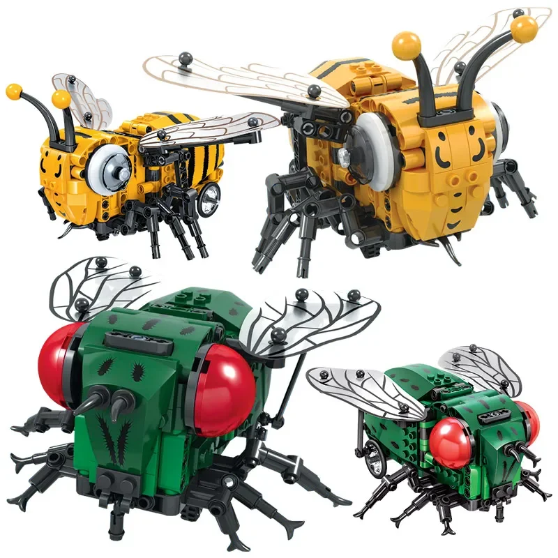 Ideas Simulated Electric Bee Fly DIY Building Blocks MOC Insect Model Bricks DIY Toys for Children Boys Gifts