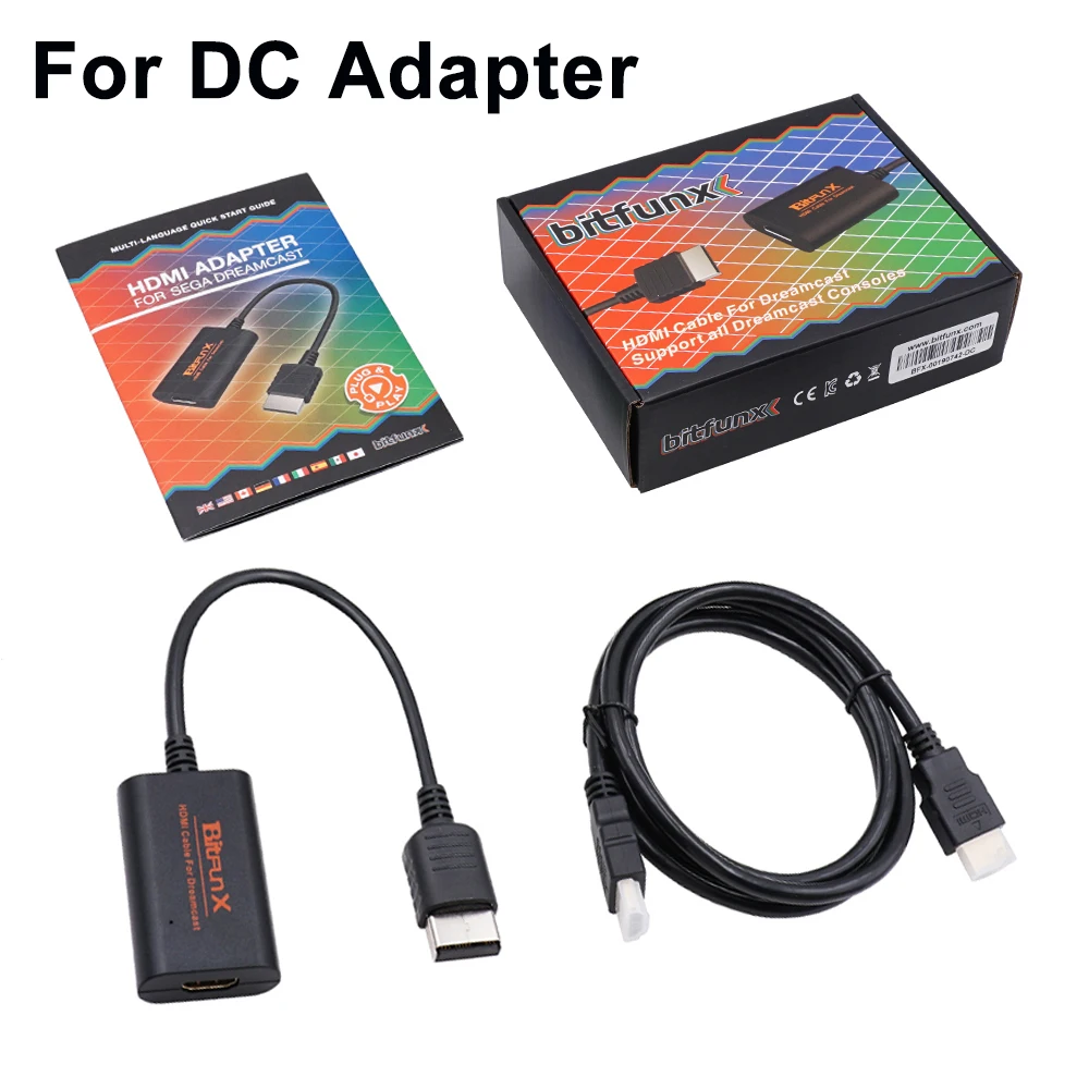 محول محول BitFunx DC HDMI متوافق مع كابل الصوت والفيديو لوحدات التحكم Sega Dreamcast كابل HDMI/HD-Link