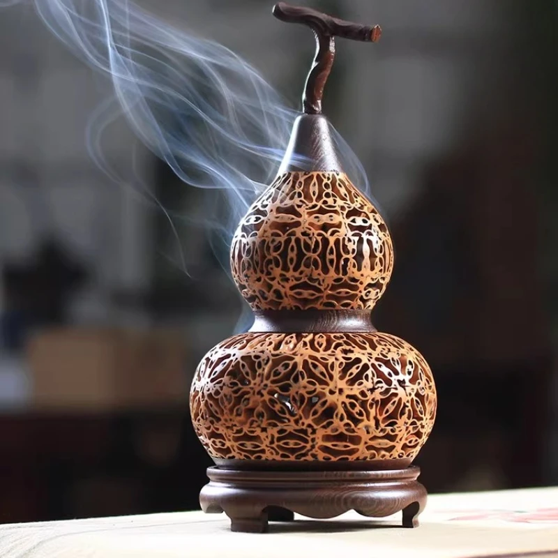 Adorno de Calabaza de Nogal para el Hogar, Quemador de Incienso Interior, Quemador de Aceites Esenciales, Candelabros para Velas