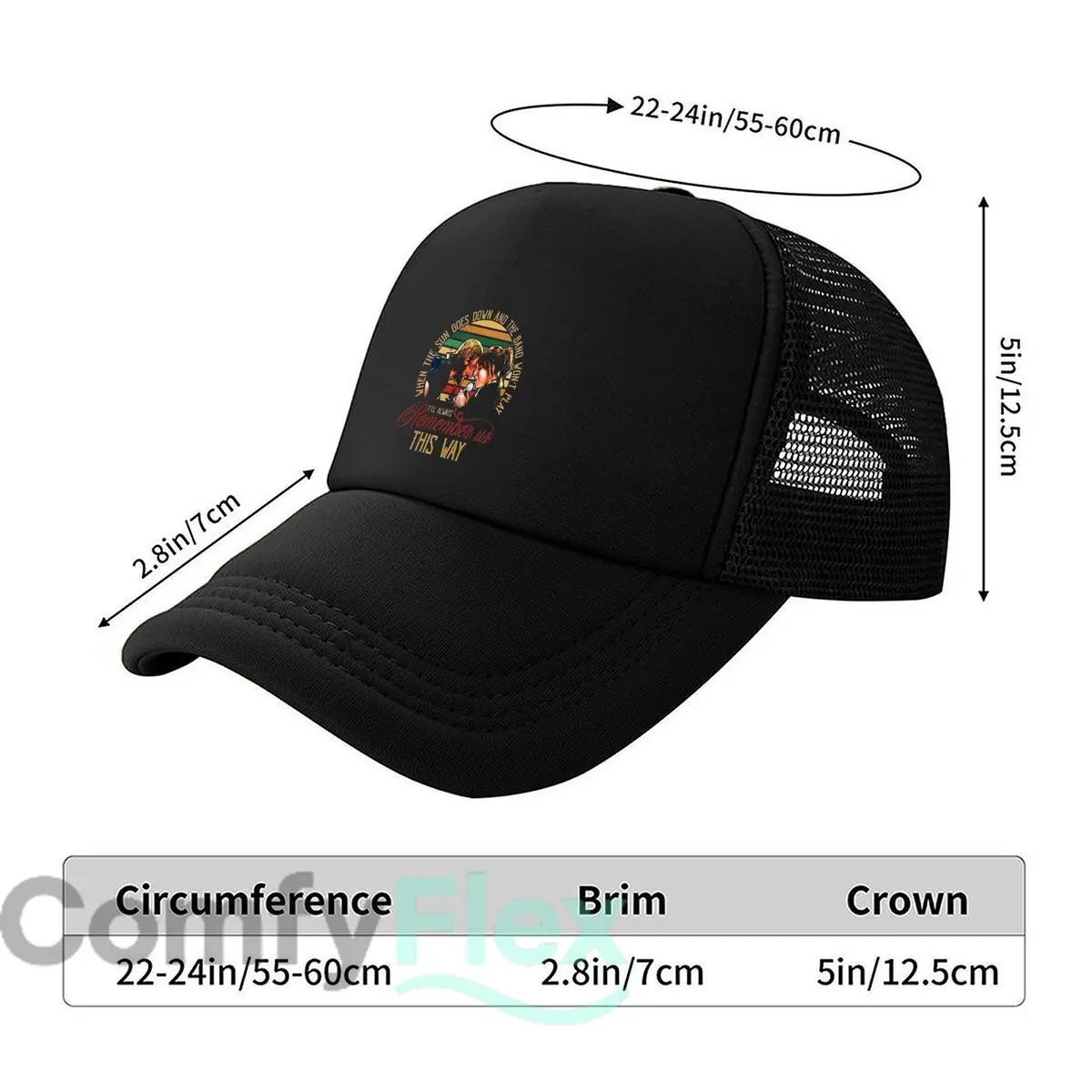 Remember Us This Way Art Design Mesh Baseball Cap Casual Hat Outdoor  For Womens Unisex Female