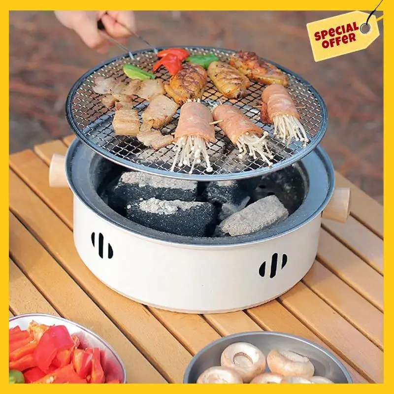 

Abcyoutdoor Camping Barbecue Grill BBQ Stove Multifunction Home Charcoal BBQ Grill With Grill Round Non-Stick Barbecue Stove