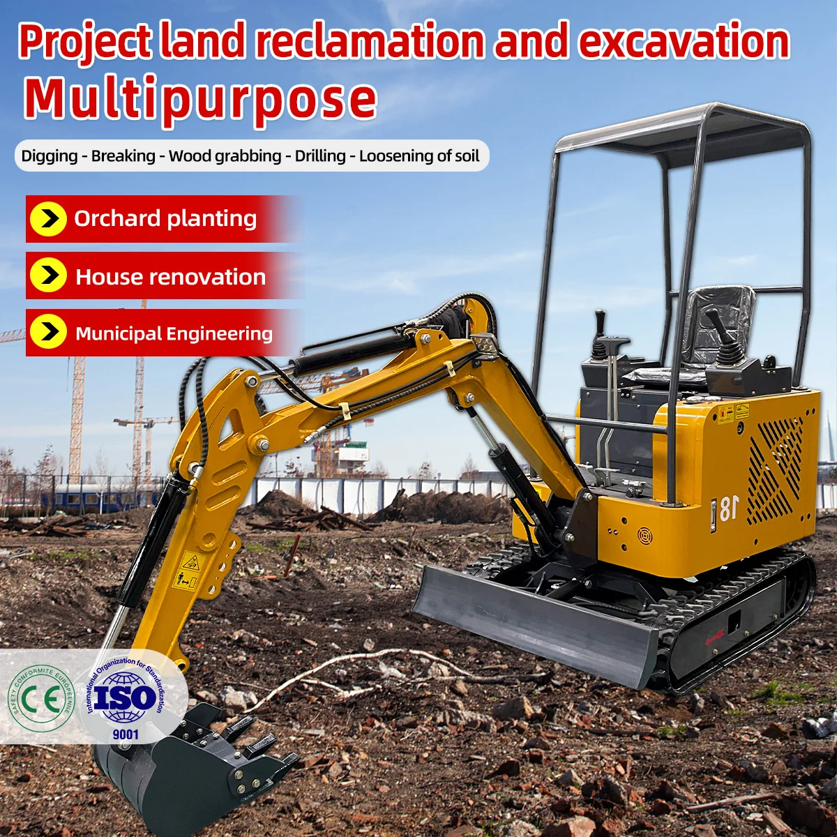 0.8-2톤 미니 굴삭기 고효율, 조작 간편, 최강의 소형 유압 굴삭기 특별 가격 맞춤 제작