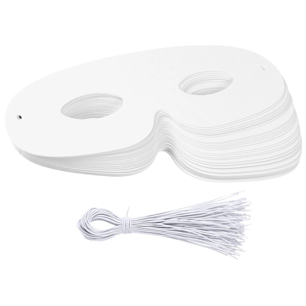 

120 Pcs Mask Blank Craft Masquerade with Elastic Cosplay Assortment Painted DIY Paintable Masks Ropes for Miss