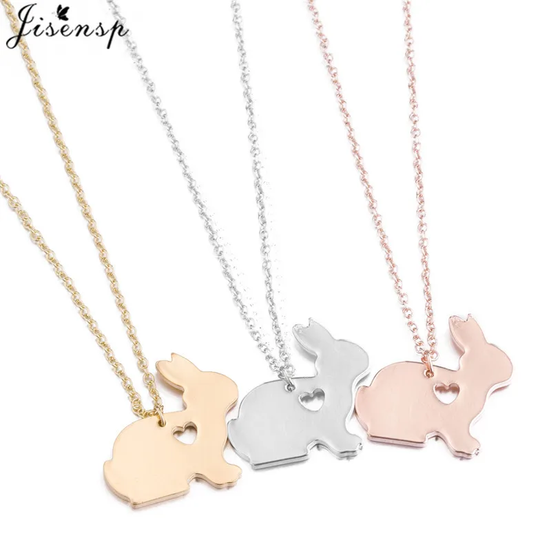 Fashion Stainless Steel Rabbit Necklaces Pendants for Women Bridesmaid Collares Cute Bunny Necklace Easter Jewelry Birthday Gift