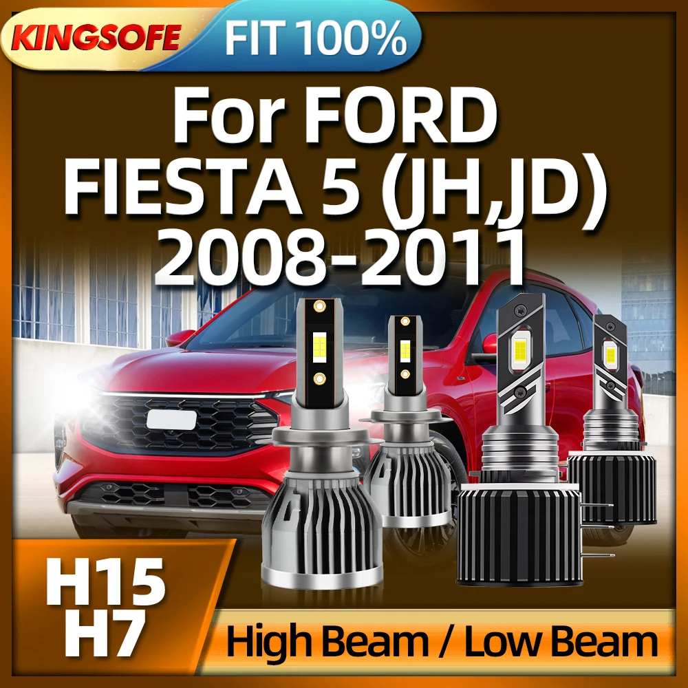 

KINGSOFE 6000k H7 H15 Bulb Led Lamp Car Headlight Auto Light High Power 26000LM For FORD FIESTA 5 2008 2009 2010 2011