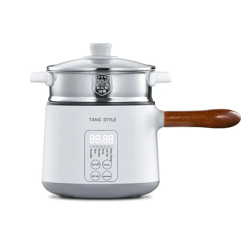 

YYHC-Portable 1.8L capacity 600W energy saving small rice cooker with multi-function noodle pot with steamer and pure wood handl