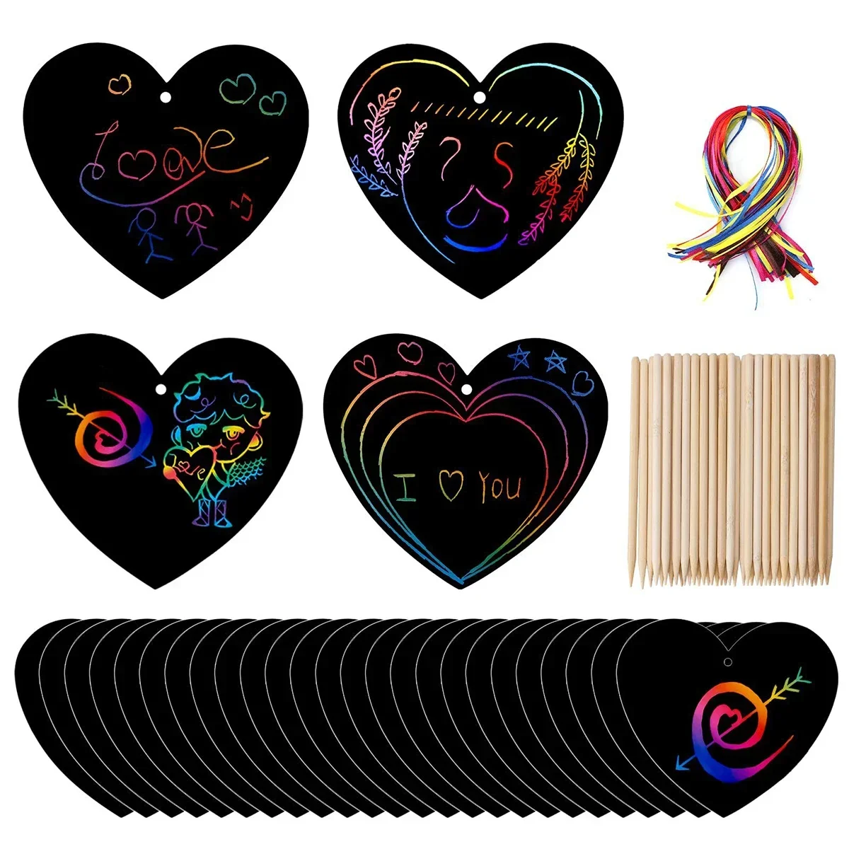 Cartes de vœux magiques à gratter, 12 pièces, couleurs arc-en-ciel, révèle des messages cachés, cadeau de pâques/fête des enfants personnalisable pour les enfants