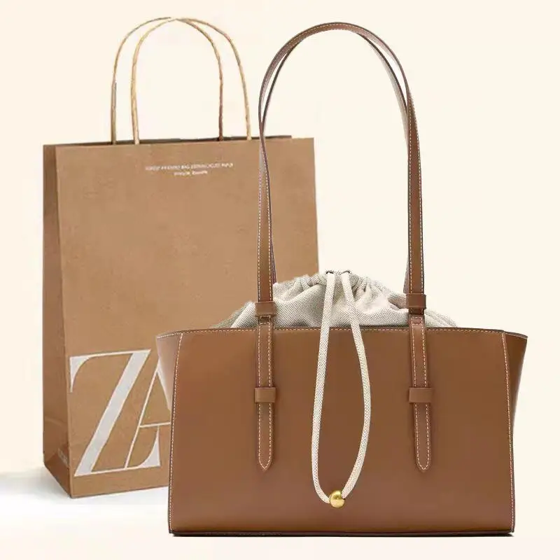 Nuevo bolso de mano de ocio, bolsos de hombro de piel sintética a la moda para mujer, bolsos con asa superior cerrada con cordón versátil, bolso cruzado para mujer