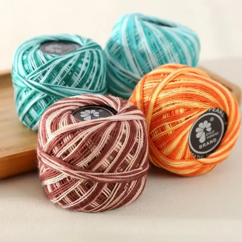 

20g High-end Pure Cotton Yarn Lace Thread, Hand Woven DIY Doll Accessories, Clothes Crochet Thread, Segment Dyed Knitting Yarn