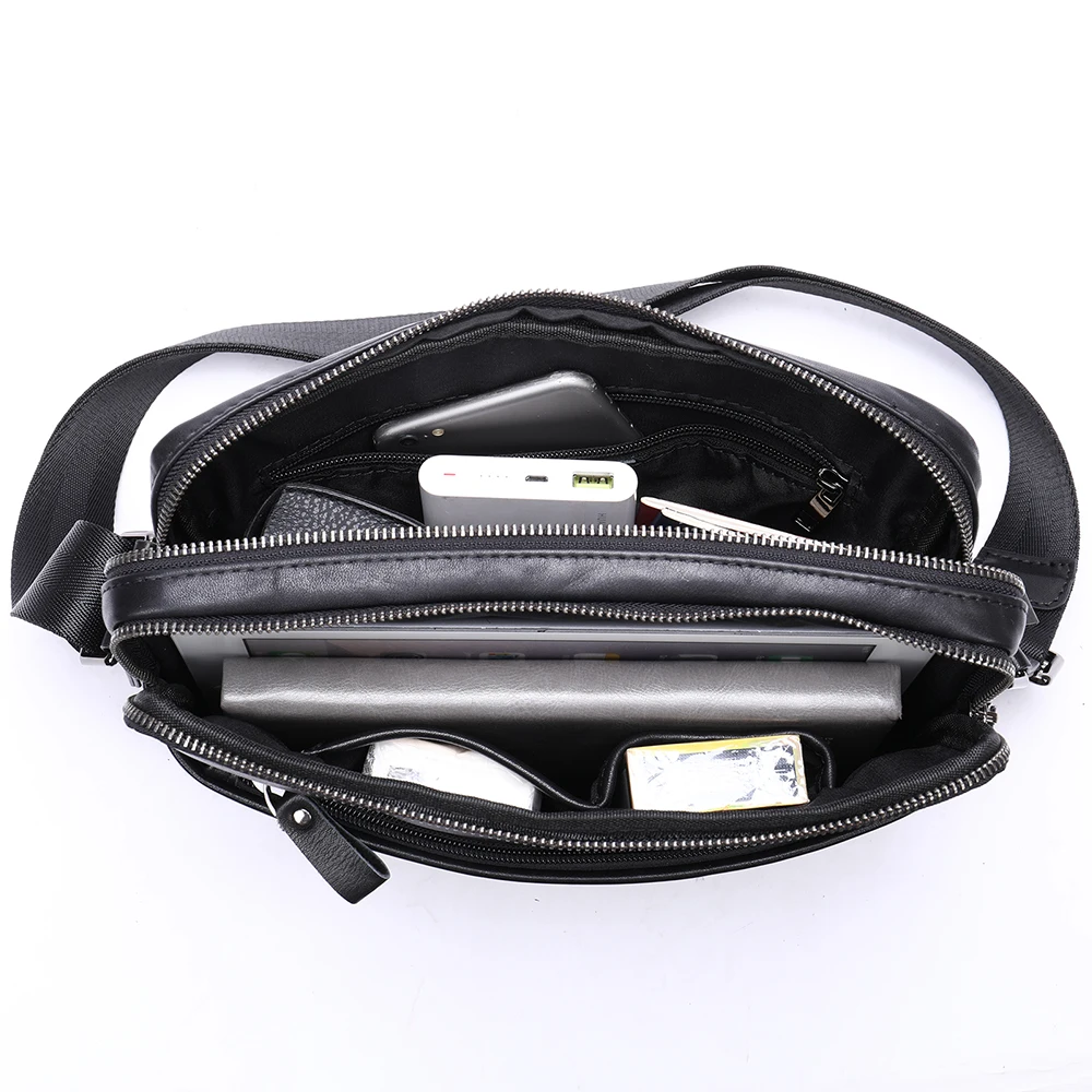men's top layer cowhide shoulder bag Business casual soft leather horizontal crossbody bag iPad messenger bag