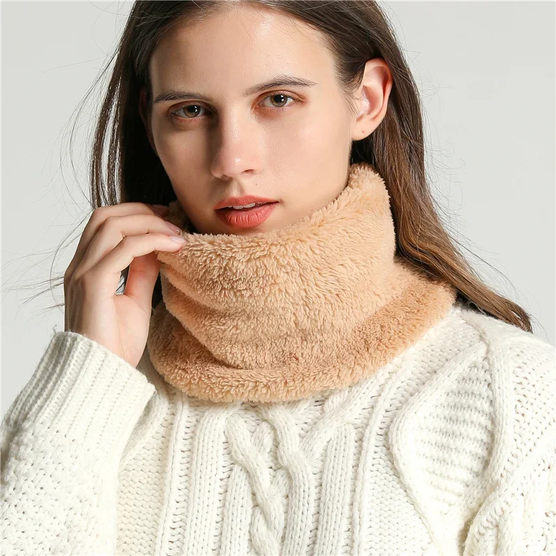 Cashmere Warm Collor Ring Winter Scarf Solid Plush Thick Outdoor Sports Men Women Children Neckerchief Full Face Mask Muffler