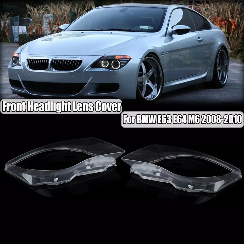 Clear Headlight Lens Cover Replacement Left & Right For BMW E63 E64 M6 2008-2010 63127186815, 63127186816