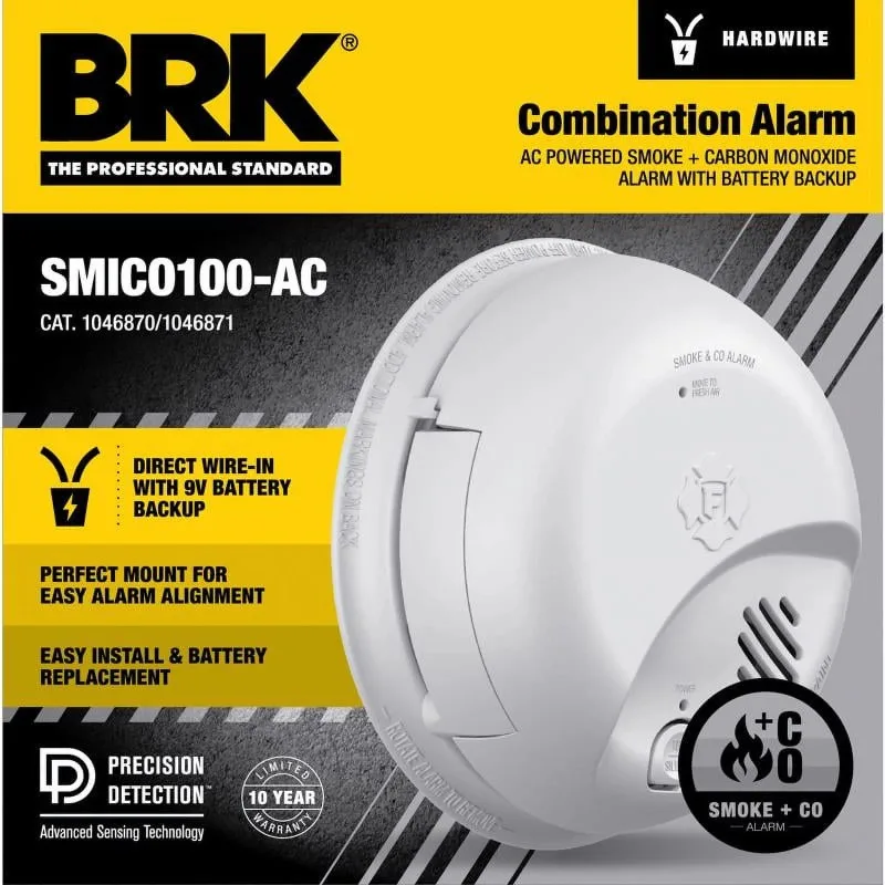 

BRK Hard-Wired w/Battery Back-Up Ionization Smoke and Carbon Monoxide Detector