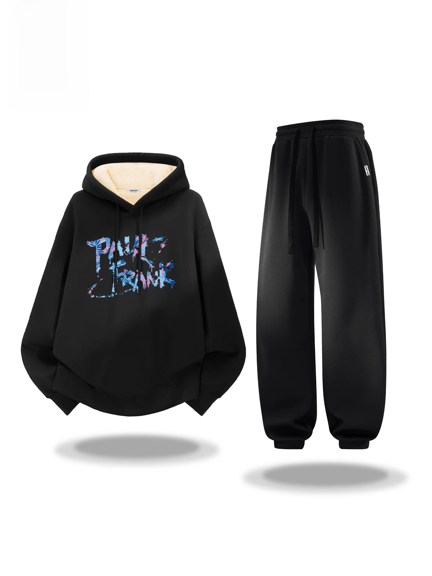 

Зимний спортивный костюм с термофлисовой подкладкой, повседневный спортивный костюм, мужской свитшот с длинными рукавами и брюки, комплект из двух предметов для молодых мужчин