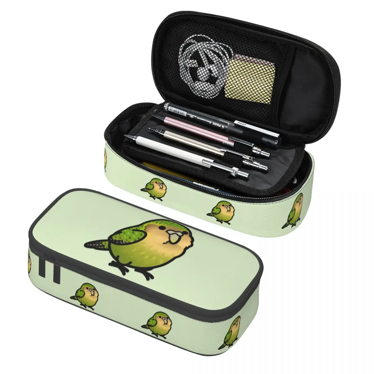 Custom Kawaii Chubby Kakapo Pencil Case for Girls Boys Parrot Bird Large Capacity Pen Box Bag School Supplies