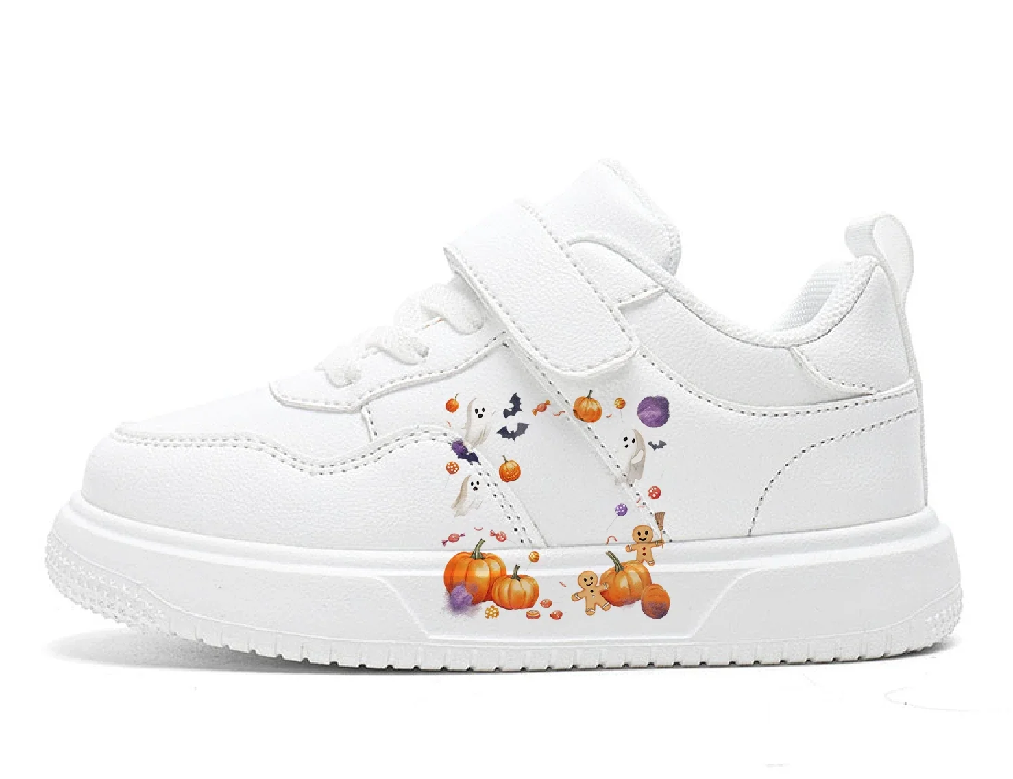 

New Halloween Horror Atmosphere Pumpkin Ghost Children's Sports Casual Shoes Outdoor Breathable Flat Walking Board Shoes