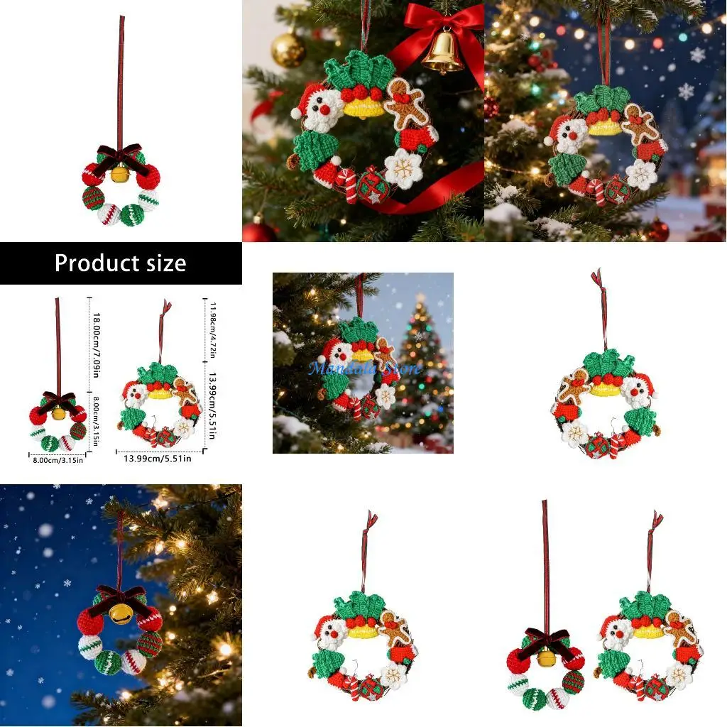 

U2JC Artisanal Crafted Santa Wreath Knitted Christmas Tree Ornament For Living Room Decors