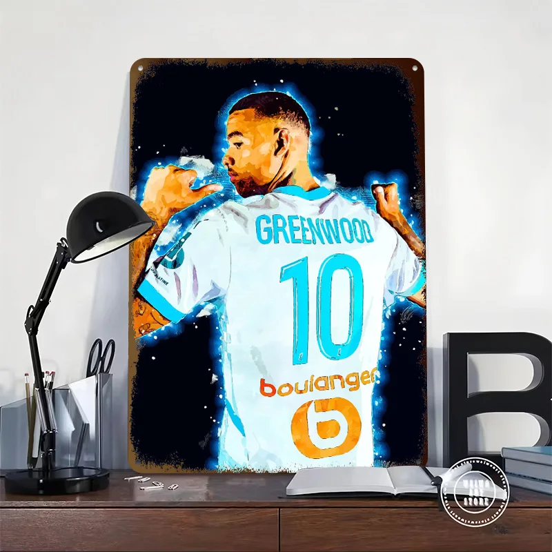 Mason Greenwood Pop Art Metal Poster Customized Wall Art Retro Vintage Tinplate Signs for Man Cave Decoration Bedroom House Home