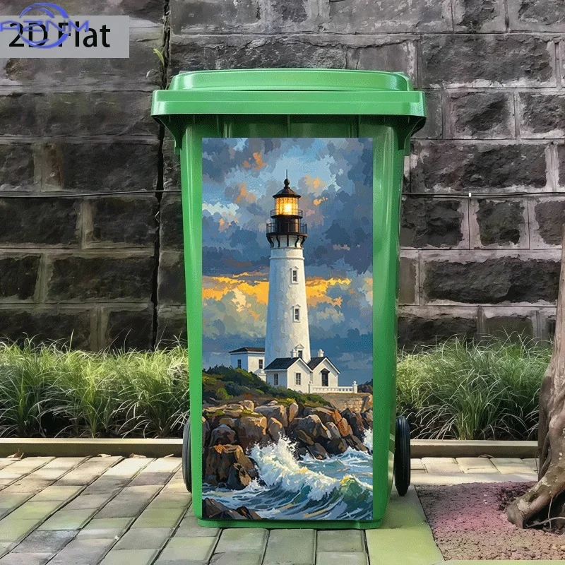 2D Flat Printing 1pc Trash Can Sticker , 