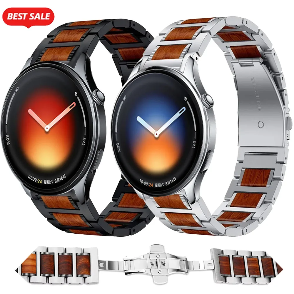 

Металлический ремешок из розового дерева 22 мм для Xiaomi Watch 5/S4-3-2, удобный браслет для OPPO Watch 4 Pro X X2 S/Realme Watch 5, ремешок Correa
