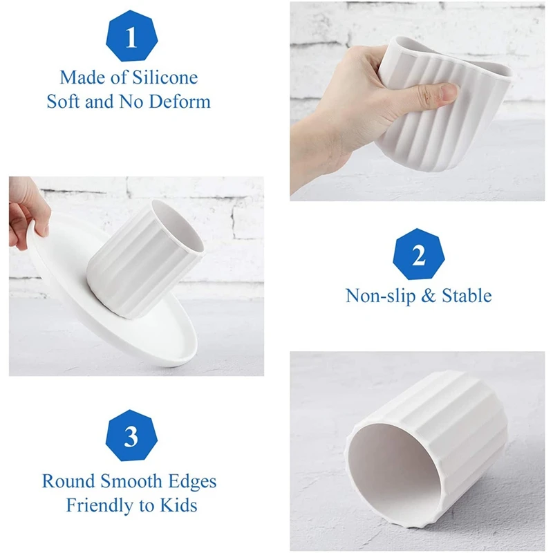 4-delige siliconen potloodhouder Penbekers Potloodhouder Make-upborstelhouder Desktop Briefpapier Organizer voor Office Home