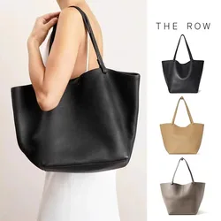 The Rrow tote bag with niche design, large capacity tote mother bag, single shoulder genuine leather commuting women's bag