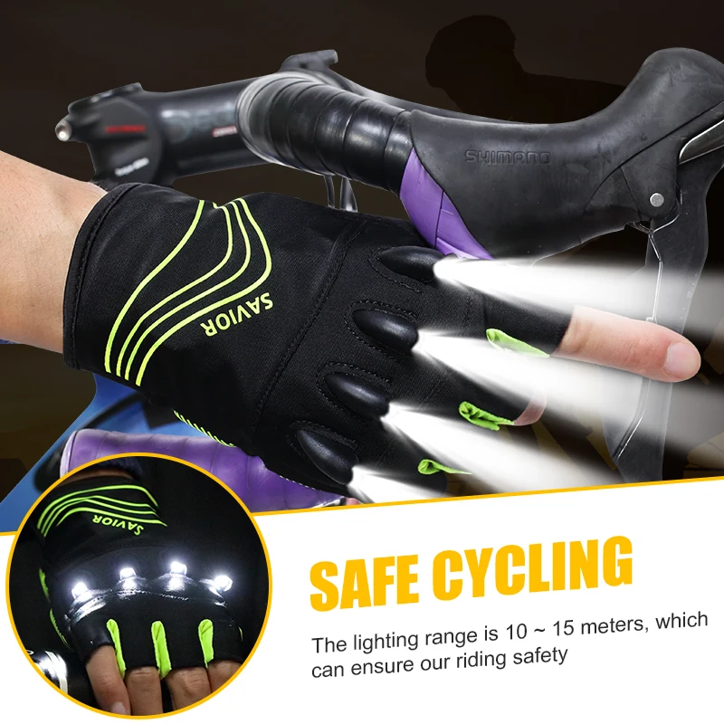 Savior Heat Bike Cycling Gloves Half Finger Shockproof Breathable MTB Mountain Bicycle Sports Gloves Men Women Cycling Equipment