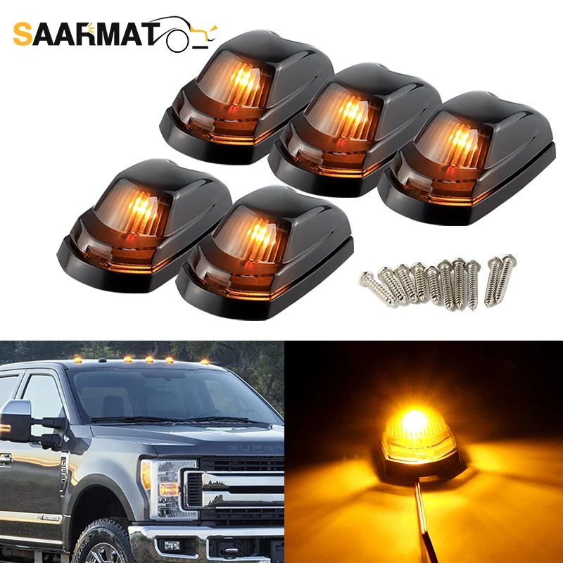 

5pcs Black Lens Cab Roof Top Marker Running Lights For 2017-2019 Ford F-250 F-350 F-450 F-550 Super duty Pickup Trucks