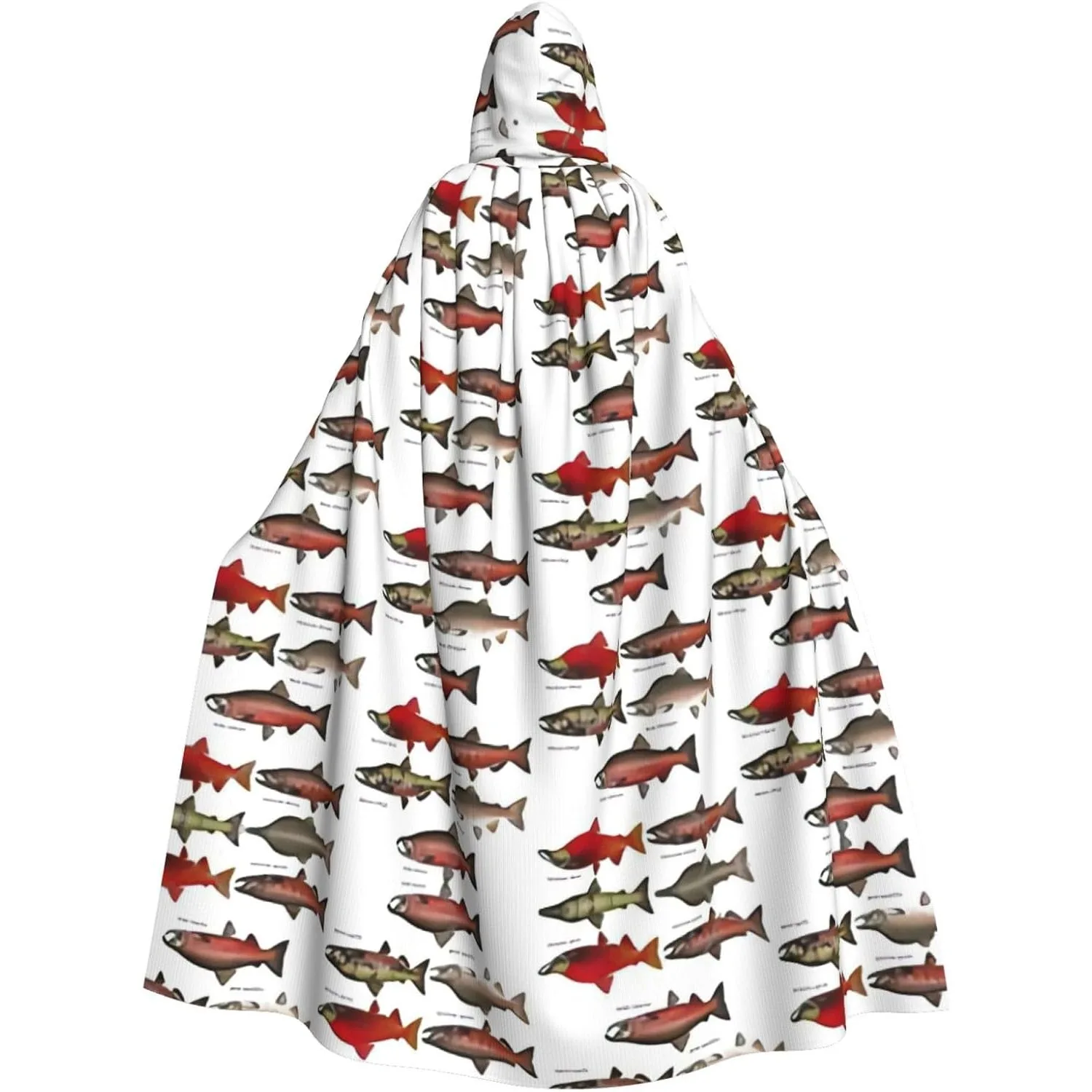 

Salmon print Adult Hooded Cape Carnival Festival Cape Cosplay Robe Costume party Gothic Carnival