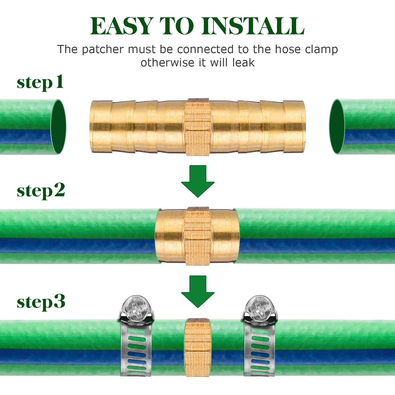 

Hose Connector Brass Fittings Stainless Steel Clamps Barb Fitting Coupler Pipe Fitting Hose Connector For Pipe Garden Home