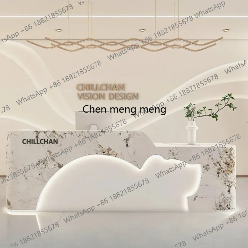 

02A Beautician Design Reception Counter Simple Aesthetic Company Store Reception Desks Beauty Salon Escritorio Commercial