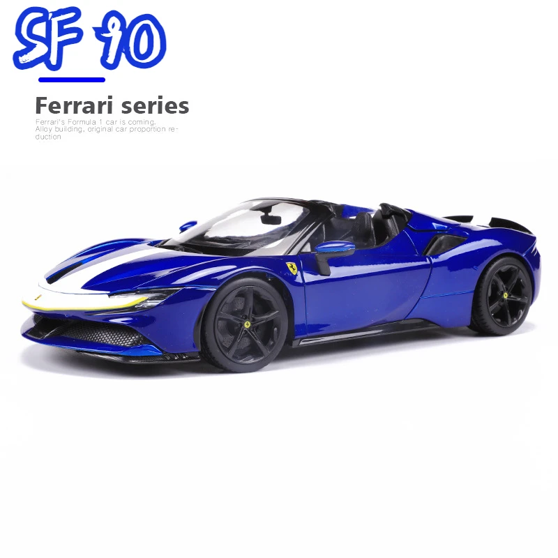 

Bburago 1:18 Blue Ferrari SF90 Spider Stradale Lloy Luxury Car Die Casting Model Toy Collection Christmas for Kids Gift