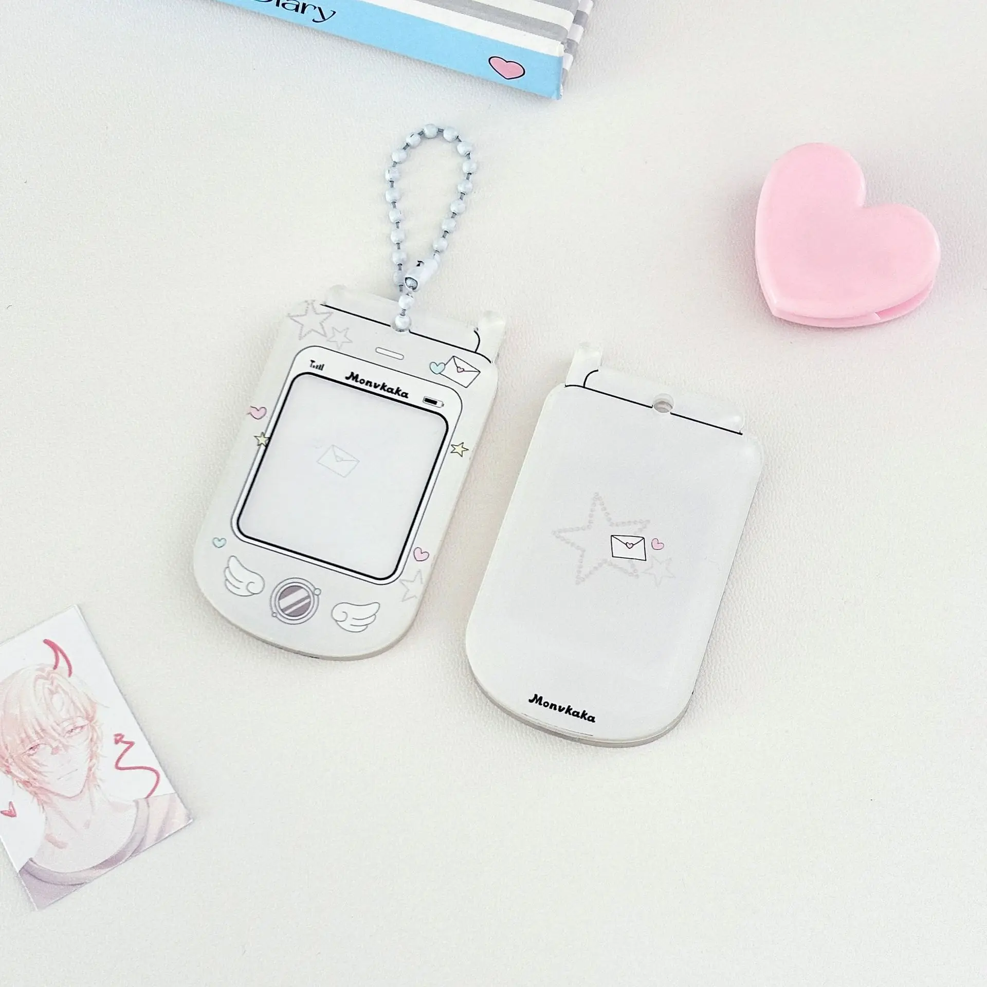 Акриловая форма мобильного телефона 3 и 1 дюйм, держатель для фотокарточек, брелок для ключей, держатель для фотокарт Idol для сумки, подвески, школьные канцелярские принадлежности