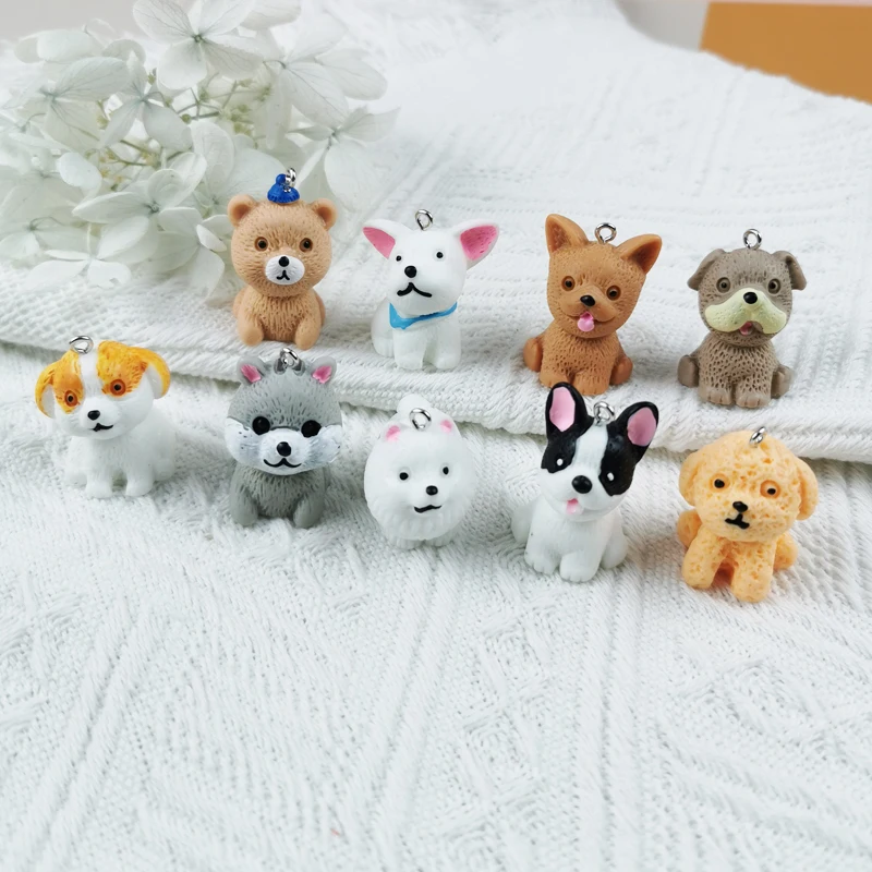 MuhNa 10pcs Cute Animal Puppy Dog Resin Charms Pendant For Jewelry Making Diy Earring Keychain Floating Supply