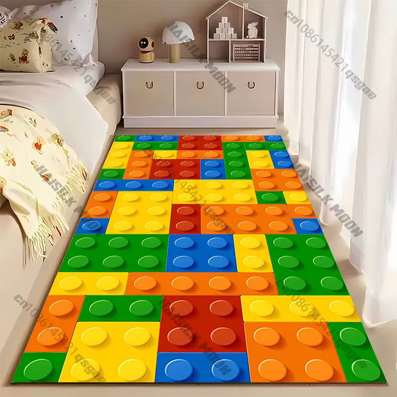 Colorful interlocking toy building blocks carpet Yoga living room room decor children's crawling mat doormat area rug