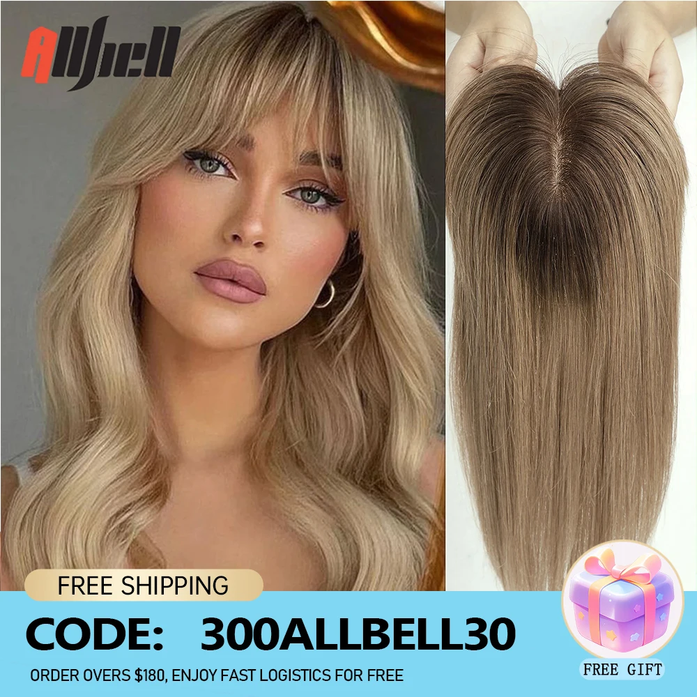 100% Remy Human Hair Toppers Ombre Bruine 10 Inch Haren Topper Pruiken Met Pony Zijden Basis Clip Stukken In Haarverlenging Voor Vrouwen