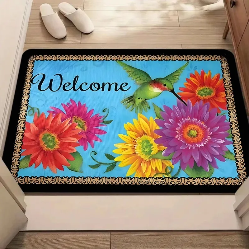 Lebendige Blumen-Fußmatte, farbenfrohes afrikanisches Gänseblümchen-Muster, Heimdekoration, Teppich, weicher, rutschfester Eingangsteppich, Wohnzimmer, Schlafzimmer, Bodenteppich