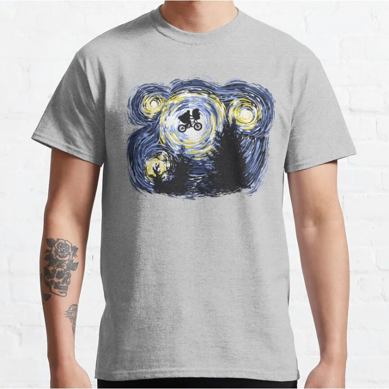 星空のエクストラテレストリアン エクストラテレストリアン 80 年代のホラー映画 エイリアン E.T. SF 半袖クルーネック Tシャツ 大きいサイズ トップス