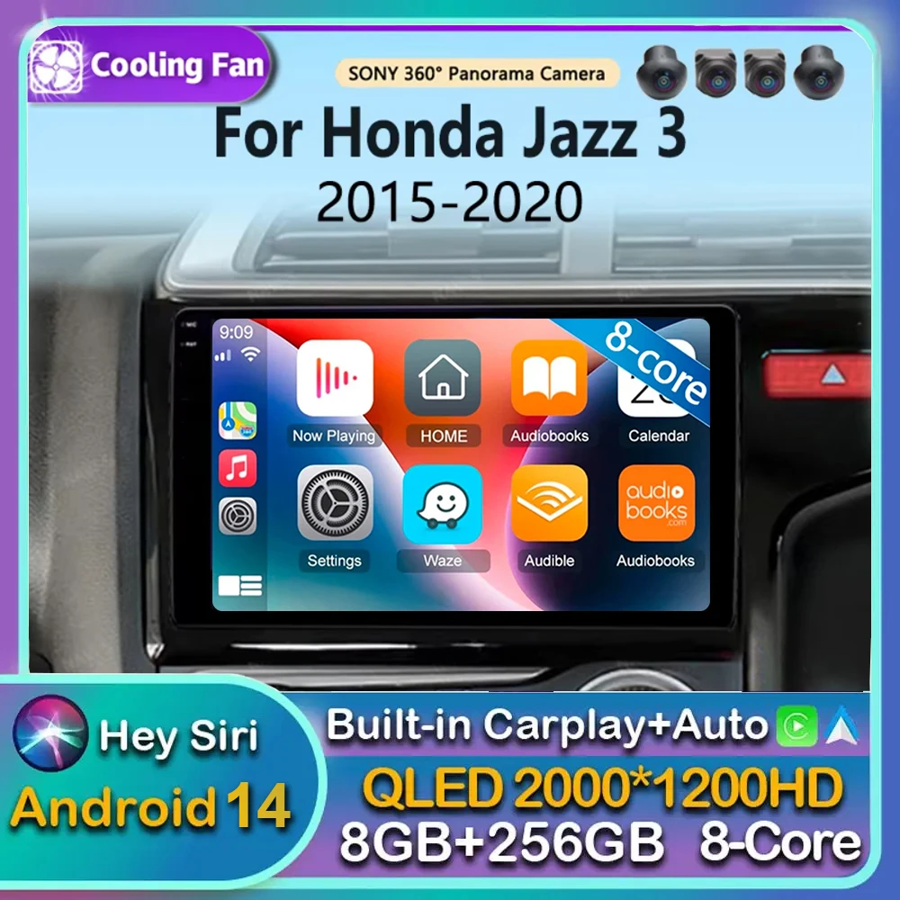 Android 14 Carplay For Honda Jazz 3 2015 - 2018 2019 2020 Fit 3 GP GK 2013 - 2020 Car Radio Multimedia Player Stereo WiFi+4G DPS