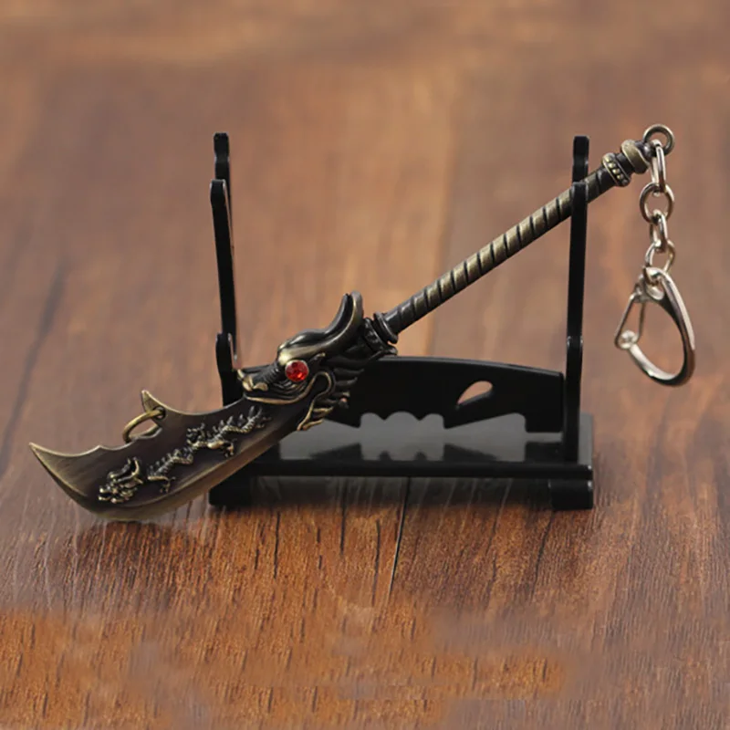 12cm League of Legendes Tryndamere Pendant Keychain for Men Boys Warring Kingdoms Skin Metal Model Key Ring Fans Car Bag Jewelry