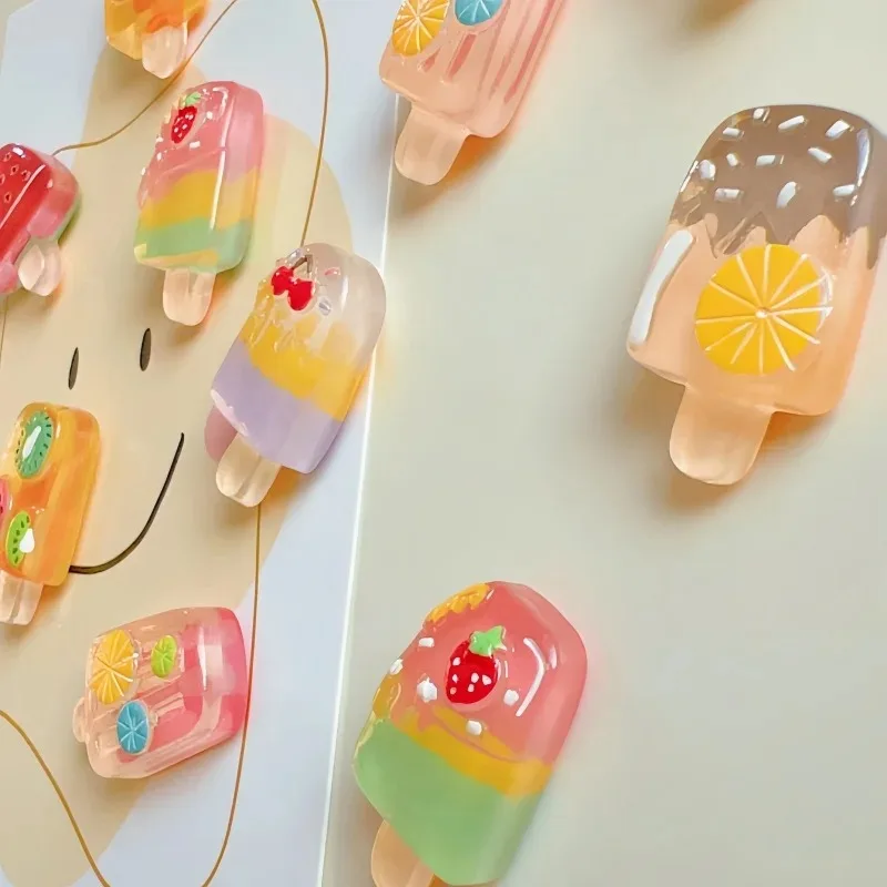 6pcs Fruit & Ice Cream Magnetic Fridge Magnets - Strawberry, Watermelon Designs for Kitchen Decor and DIY Projects - view 5