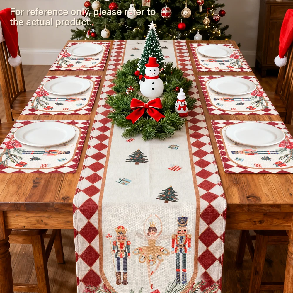 

Рождественский изоляционный коврик, зажим из орехового дерева, настольный флаг, льняной флаг для отеля, кухонные салфетки с принтом, домашний стол, флаг 180 × 33 см, подставка для столовых приборов 30 × 45 см