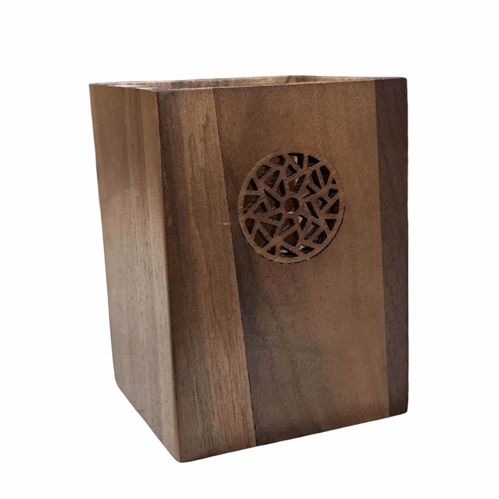 

Multiple Use Wooden Pen Holder Black Walnut Vintage Marker Pen Storage Cup Practical Durable Wooden Pencil Box Office
