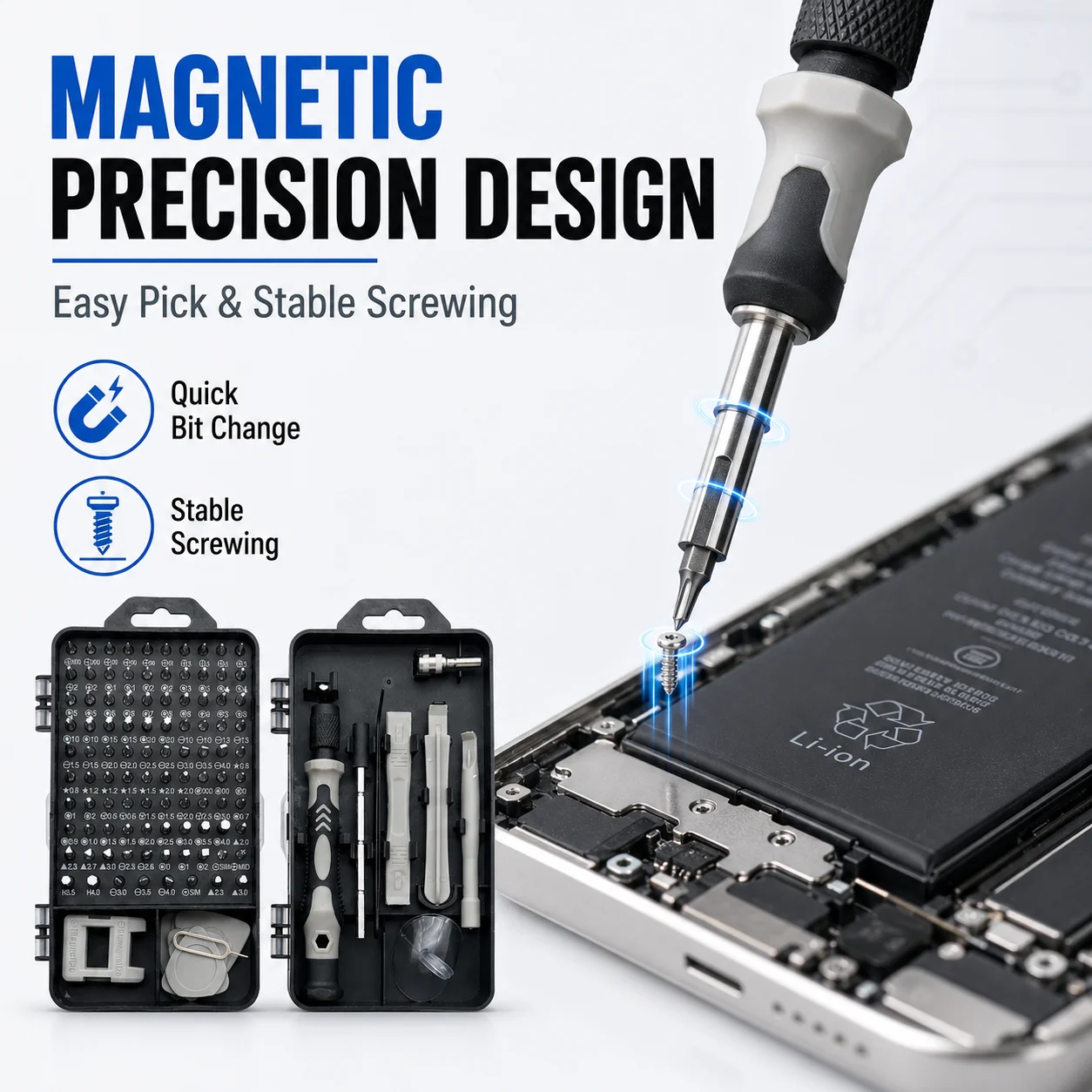 115 in 1 Magnetic Precision Screwdriver Set, Electronics Repair Tool Kit for Phone Laptop PC, Nut Driver Bits DIY Repair - view 4