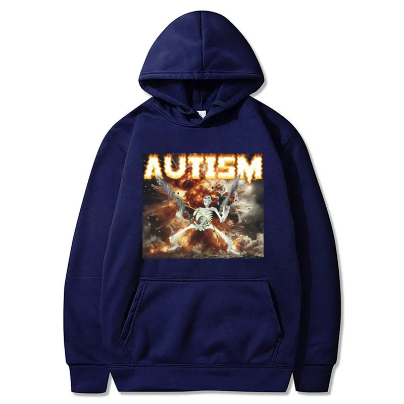 Sudadera con capucha con estampado de esqueleto de Autismo para hombre y mujer, ropa de calle de gran tamaño, divertida, Punk, Calavera, moda gótica