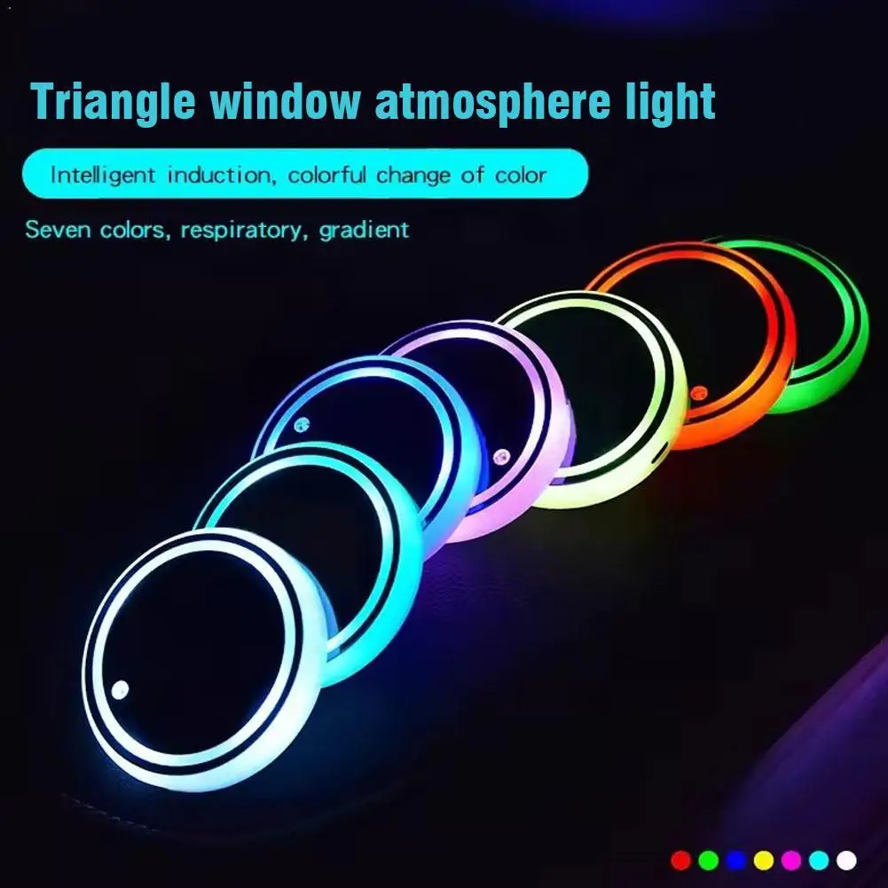 

Car LED Cup Holder Lights Car Rechargeable 3 Modes 7 Color Changing Light Up Cup Holder Insert Coasters Car Decor Accessories