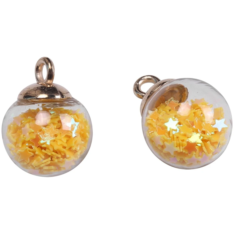 100PCS Glass Ball Pendant Charms 10 Colors Stars Earring Pendants Jewellery Making For DIY Necklace Bracelet Making image 2