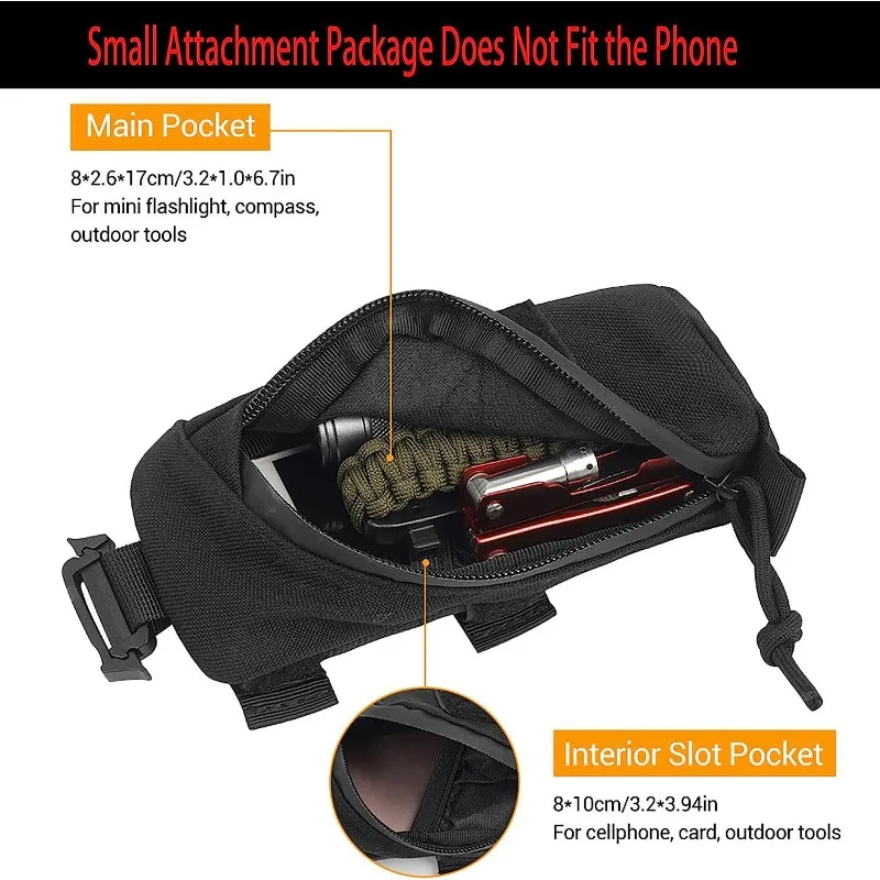 1 قطعة حقيبة الظهر التكتيكية مول حزام الكتف ملحق الحقيبة ، جيوب أداة EDC متعددة الوظائف الحقائب الصغيرة المدمجة #   9 × 2 × 17 سم