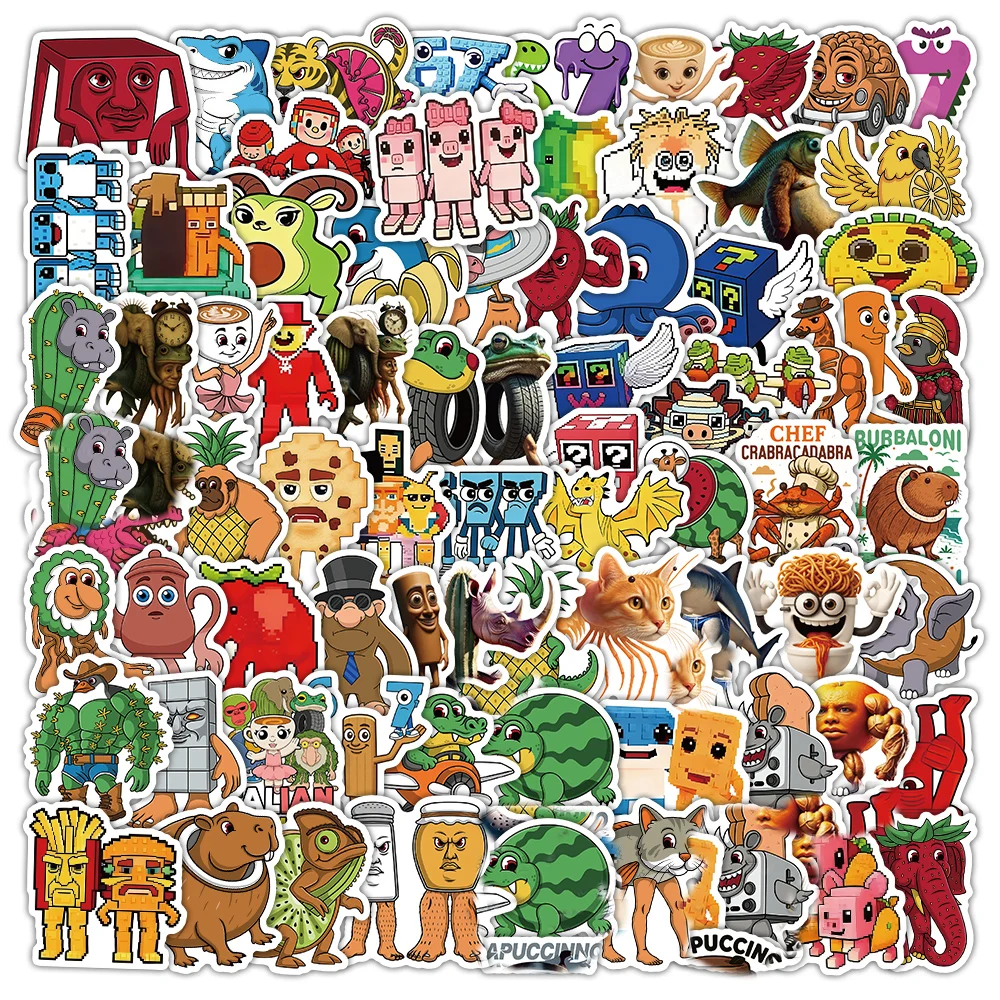102 pieces of Italian brain rot stickers, TungTungTungTungTung Sahur stickers, funny and creative abstract stickers