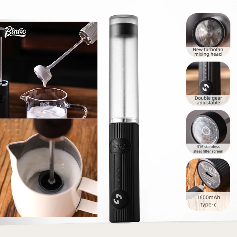 

Новинка 2022, вспениватель кофе Bincoo, вспениватель молока, перезаряжаемый ручной инструмент для эспрессо, кофейный молочный блендер с электрической ручкой, взбиватель яиц